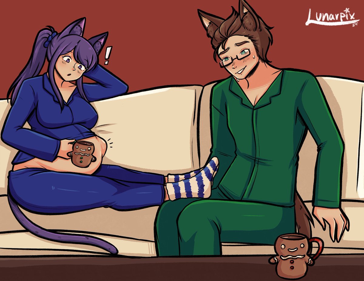 Lunarpix's tweet photo. 💙 Reyna and Logan 💚

A lovely expecting couple enjoying some spicy hot cocoa- well at least she is. 

C0/MM for NightlifeSquid

#pregnant #pregnantart https://t.co/uy846JGVcD