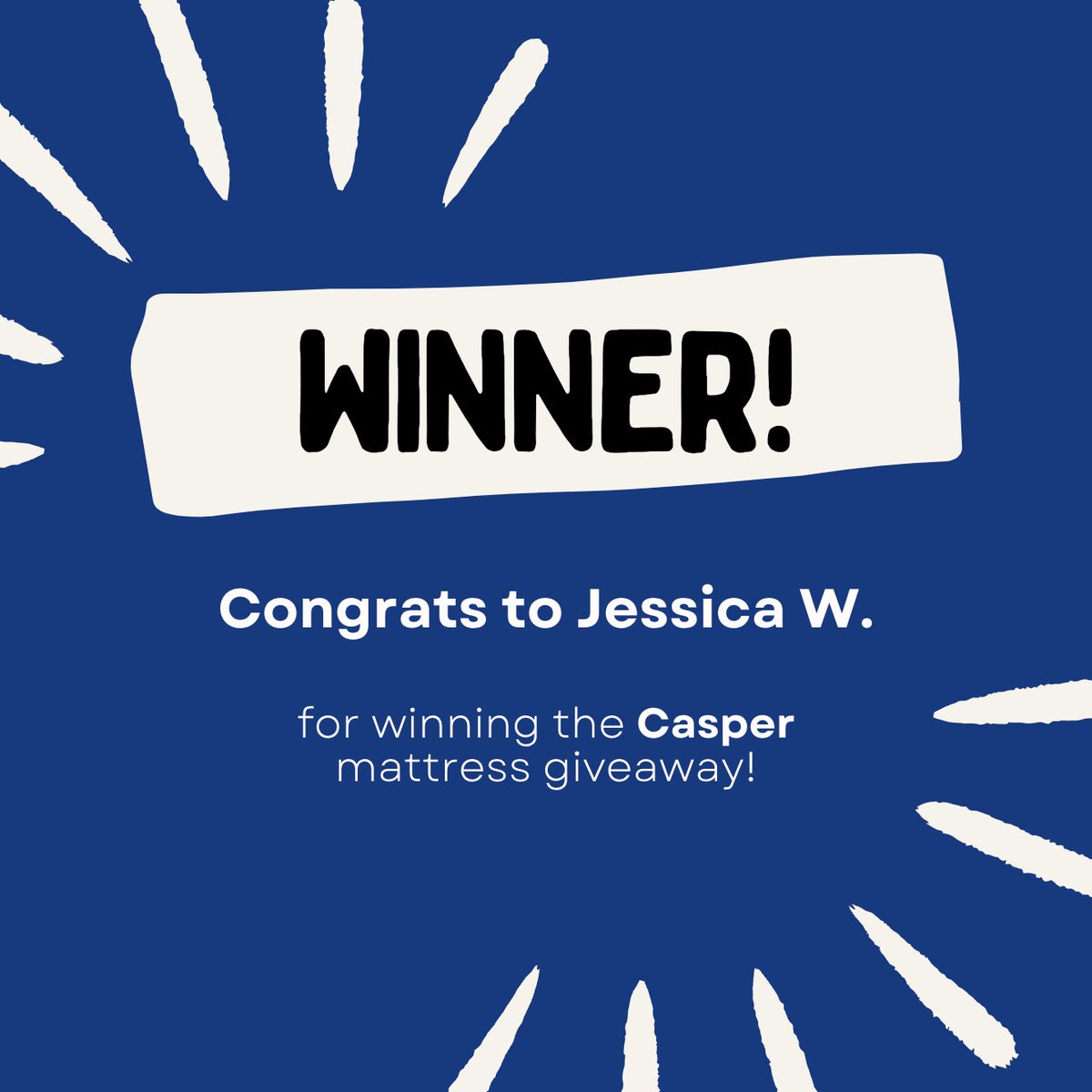 Congrats to Jessica W. from Richmond, TX for winning a FREE Casper Snow Max mattress from <a href="/Casper/">Casper</a>  and GoodBed!

Keep an eye out for our next #Giveaway coming soon!