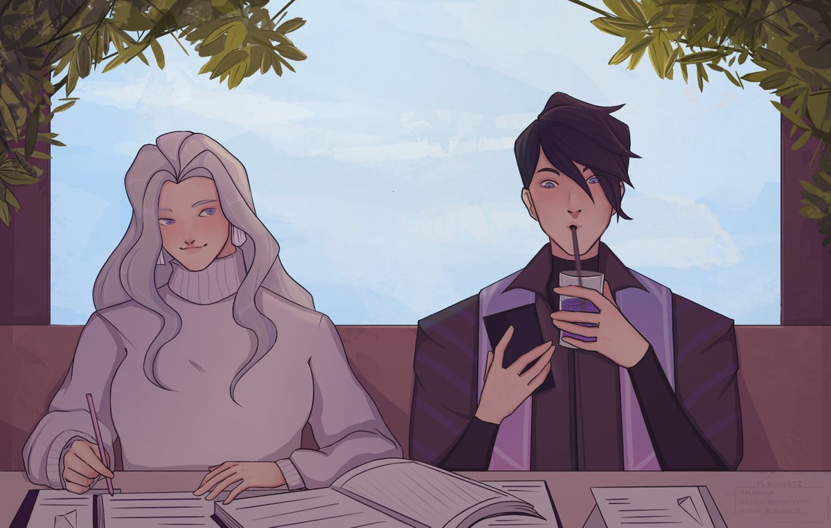 _FlSchultz_'s tweet photo. high school / university AU 📎 #apheliosweek #aphelios #alune https://t.co/rnLJCRRFWu