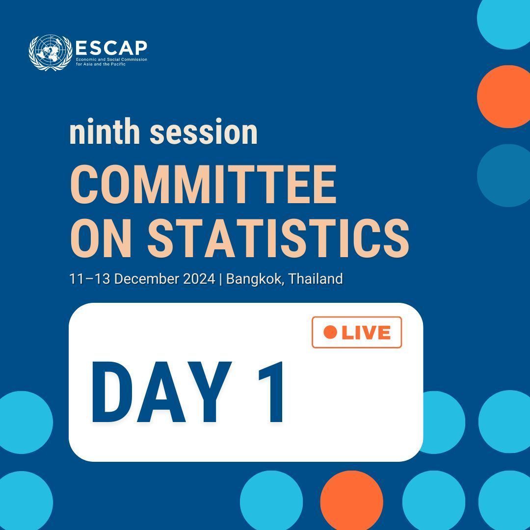UNESCAP's tweet photo. 🎥 Just 30 minutes until @UNESCAP's Committee on Statistics #APStatsCST9 kicks off!
Get ready to explore the latest in #Statistics across #AsiaPacific! ✈️
🔗 Livestream: https://t.co/sIjffG1pCD https://t.co/u1JRrtBYWJ