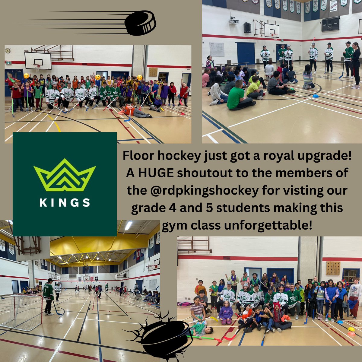 An amazing gym class experience for our grade 4 and 5’s! <a href="/RDPKingsHockey/">🏒 Red Deer Polytechnic Kings Hockey</a>