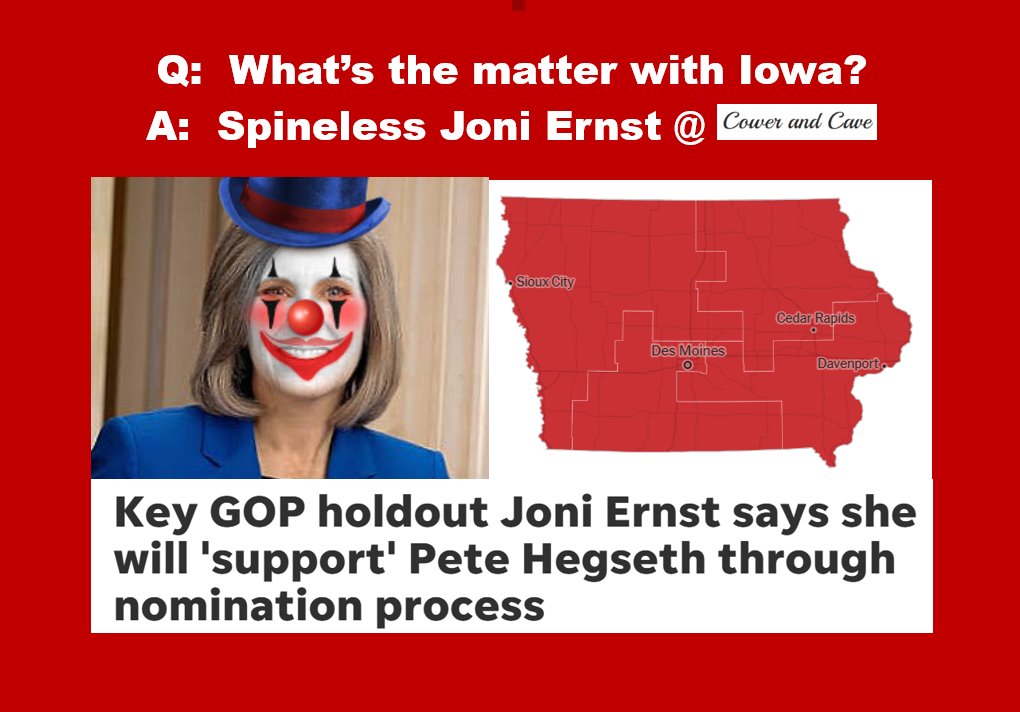 bennel62's tweet photo. #GETMEREWRITE #Spineless @joniernst cowers and caves  FYI @DMRegister @brianneDMR  https://paulsnewsl#ine.blogspot.com/2024/12/what-is-wrong-with-these-republican.html https://t.co/ODL8WiXapE