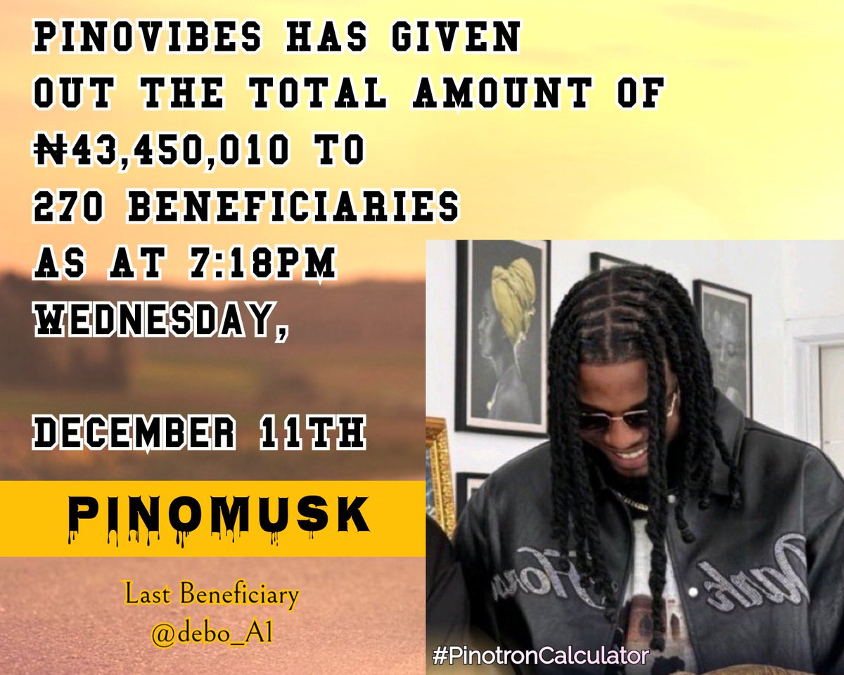 Okbro25's tweet photo. Won't stop posting Pinovibes disbursements until he checks my pinned tweet ๐
God bless you boss @Pinovibes #pinotron https://t.co/TdLmJPRlKs