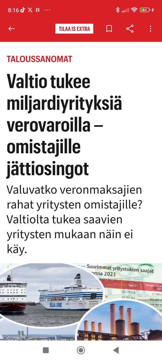 Yritysten omistajien pankkitileille valtio jakaa veronmaksajien rahat. Ei tarvitse ihmetellä, miksi vähävaraisia leikkuri puraisee.