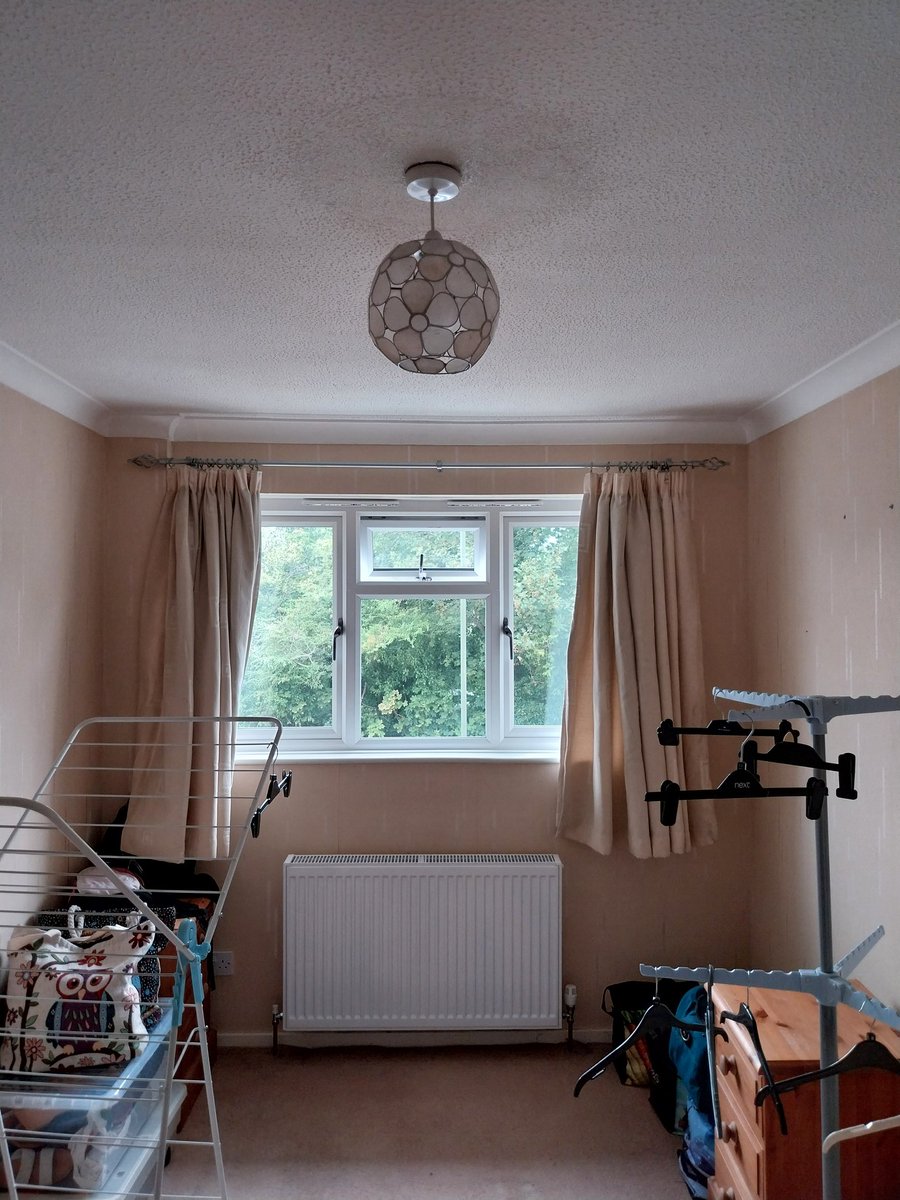 Room one completed, gone is the artex ceiling, yellowed woodwork and several layers of wallpaper. We now have smooth ceiling, freshly lined walls and smooth white woodwork. All new sockets, switches and light fitting. 
#Decorating #Orpington #Happycustomer