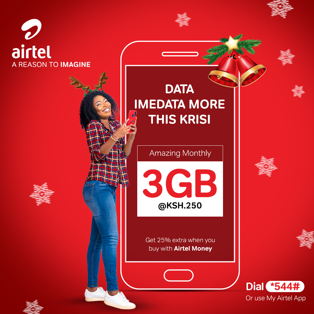 AIRTEL_KE's tweet photo. Get more data for less with Airtel’s Amazing Monthly 3GB Data for only 250 Bob.
Dial *544# or Use My Airtel App https://t.co/DnLzi6DjTC to subscribe.
#AmazingDataBundle
T&Cs apply https://t.co/yfOvtrMLf9