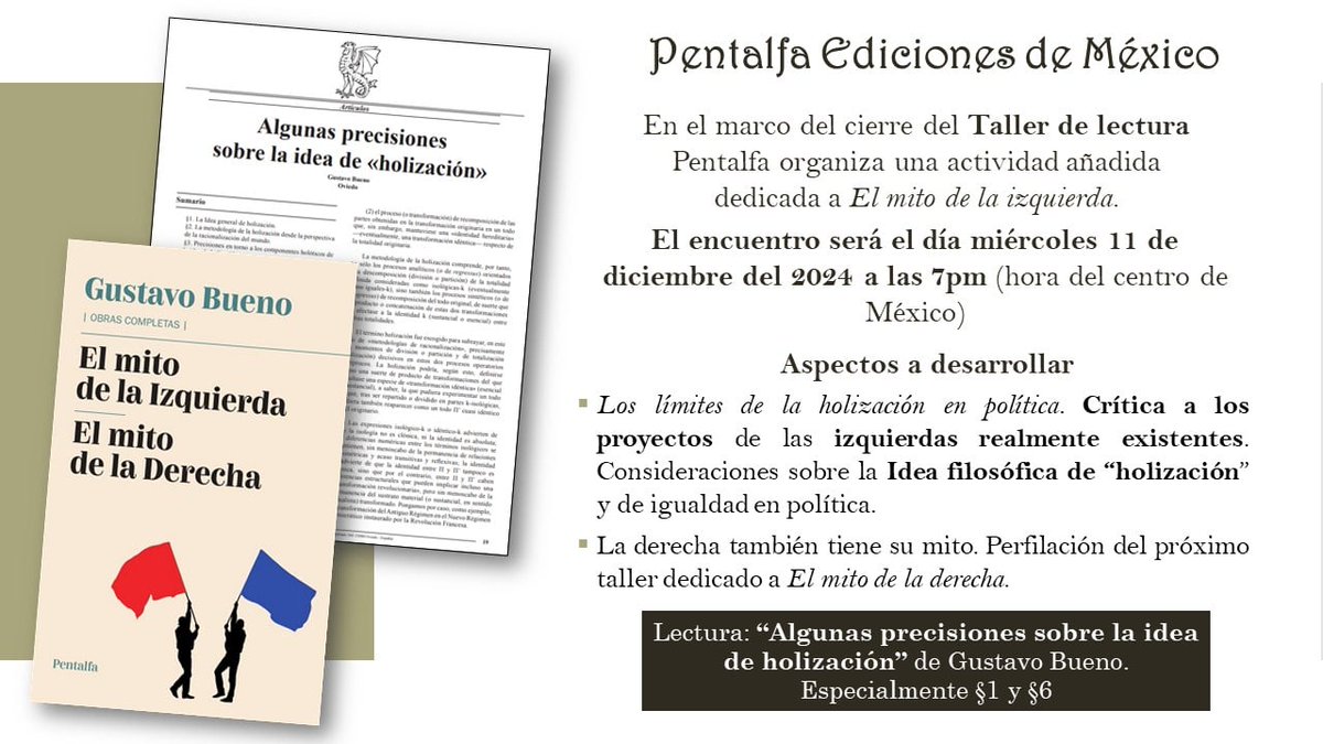 pentalfamx's tweet photo. Hemos concluido el Taller de lectura. Como actividad añadida organizamos a pedido de nuestros lectores una presentación enfocada a analizar la Idea de holización, parte central en la teoría materialista de la izquierda, junto con una crítica a la idea de igualdad en política. https://t.co/weedHjAPsr