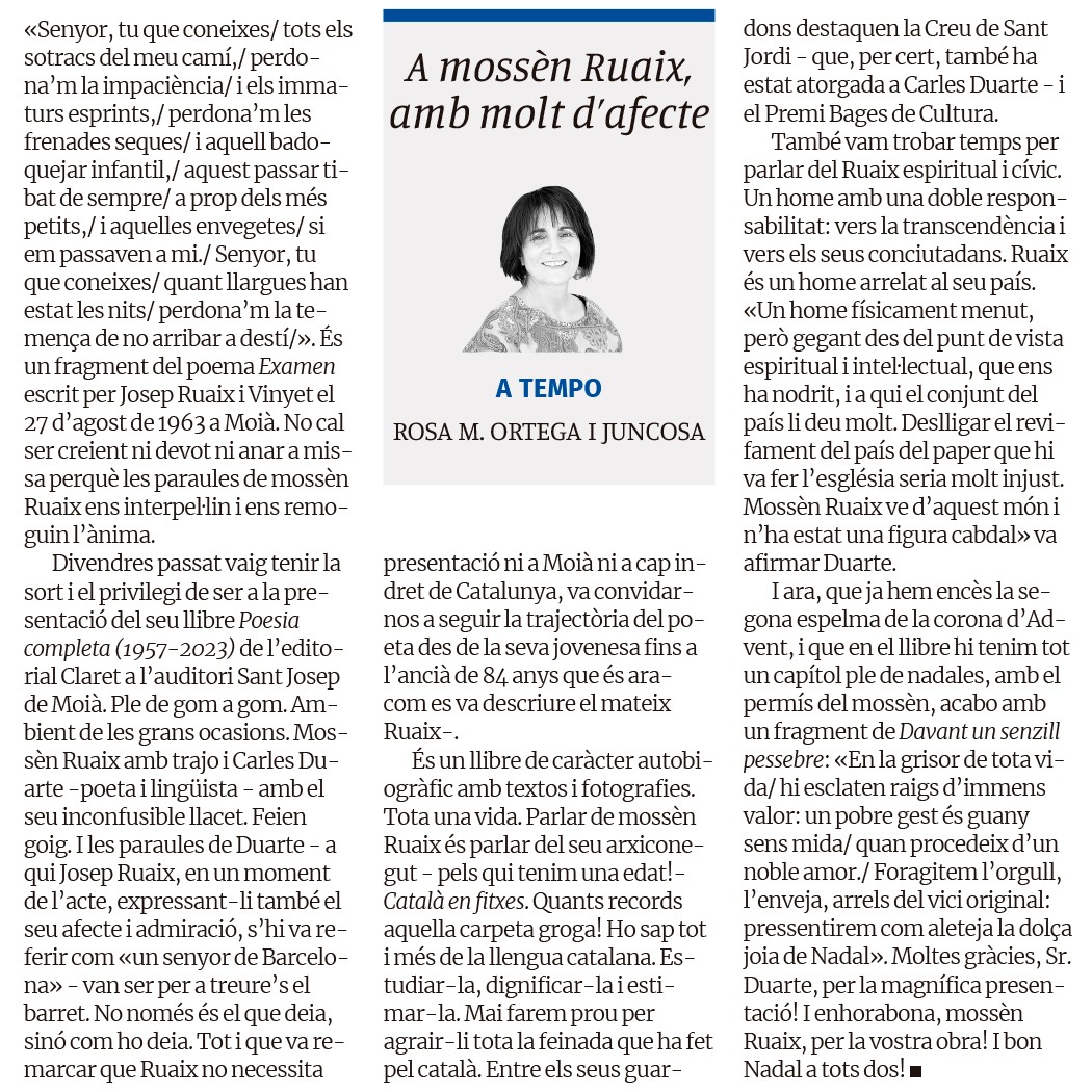 Rosa M Ortega (@rosamortega5) on Twitter photo Aquest Nadal, regaleu Poesia completa (1957-2023) de Josep Ruaix i Vinyet <a href="/EditorialClaret/">Editorial Claret</a> Un bon regal! I moltes gràcies <a href="/DuarteCarles/">Carles Duarte Montserrat</a> Vam passar una gran vetllada! I gràcies a l'Associació Modilianum per l'organització de l'acte! 👍👏 Aquest Nadal, regaleu Poesia completa (1957-2023) de Josep Ruaix i Vinyet <a href="/EditorialClaret/">Editorial Claret</a> Un bon regal! I moltes gràcies <a href="/DuarteCarles/">Carles Duarte Montserrat</a> Vam passar una gran vetllada! I gràcies a l'Associació Modilianum per l'organització de l'acte! 👍👏