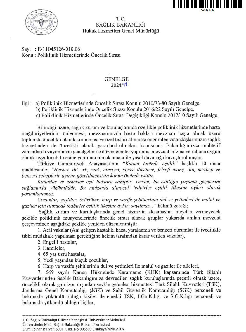 ozturkazatt's tweet photo. Poliklinik hizmetlerinde öncelik sırası Sağlık Bakanlığı Hukuk Hizmetleri Genel Müdürlüğü tarafından güncellendi.

• Sağlık personeline herhangi bir öncelik hakkı tanınmadı.

• Hakim ve Savcılara poliklinik sırasında öncelik verildi.

Hayatını sağlık hizmetine adamış fedakar sağlık personeline öncelik çok görüldü, hem de kendi bakanlığı tarafından…

Fıkra bu kadar.