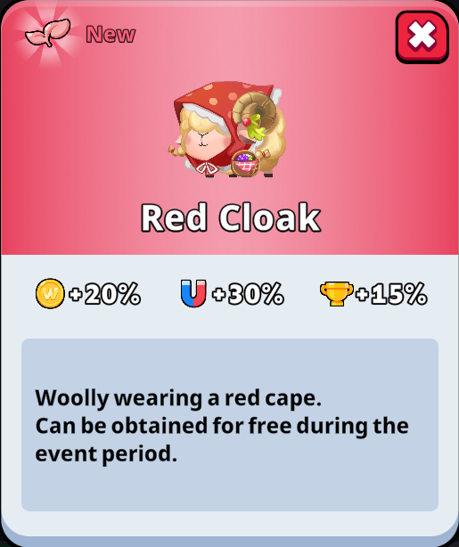 Everwave_Inc's tweet photo. New Character Alert in Tailsome: Dodge the Rain!
Red Hood Woolly is available for free during the event period.
Don’t miss out—download now and join the fun!
#Tailsome #DodgeTheRain #NewCharacter #MobileGame #Event https://t.co/MSv40kyk3s
