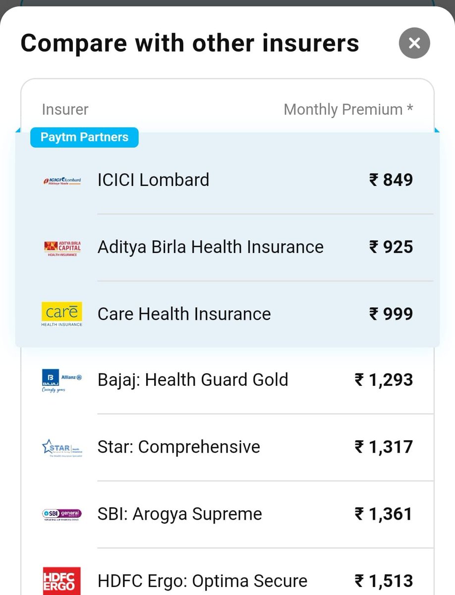 NIKHILLJHA's tweet photo. 🚨Paytm Selling Insurance-Lolipop of cheap premiums!

Paytm has now started to sell health insurance through its tie-up with ICICI Lombard, Aditya Birla Health Insurance and Care Health

Paytm seems to claim that their health insurance premiums are cheap!

But Wait,
Let us analyze and go in-depth to uncover the truth

Paytm doesn't give complete disclosure of all of its plans
🩺Paytm doesn't disclose anywhere on its app, All these are GROUP HEALTH INSURANCE PLANS
🩺Paytm conveniently compares group health insurance plans to personal plans and shows personal plans are expensive

Paytm goes to such an extent to,
Compare their policies to HDFC ergo optima secure(One of the most expensive personal policies) to show their policy premiums  are cheap

But,
Group plans have serious drawbacks like
🩺No guarantee of lifetime renewal
🩺Abrupt premium hikes
🩺Arbitary change in terms and conditions 

Paytm conveniently 
Does not give this disclosure anywhere on the entire app

Only when we searched for policy wording,
We found that these are group policies

Disappointing and poor from Paytm!

A good agent should highlight the drawbacks of the policies,
Not just try to influence clients by showing them cheap premiums and forgetting some key and very important disclosure

Always and Always buy insurance from people who have in-depth knowledge,
Always buy insurance from people who explain all terms and conditions in depth

Rather than chasing group health insurance plans,
Always look to buy personal policies