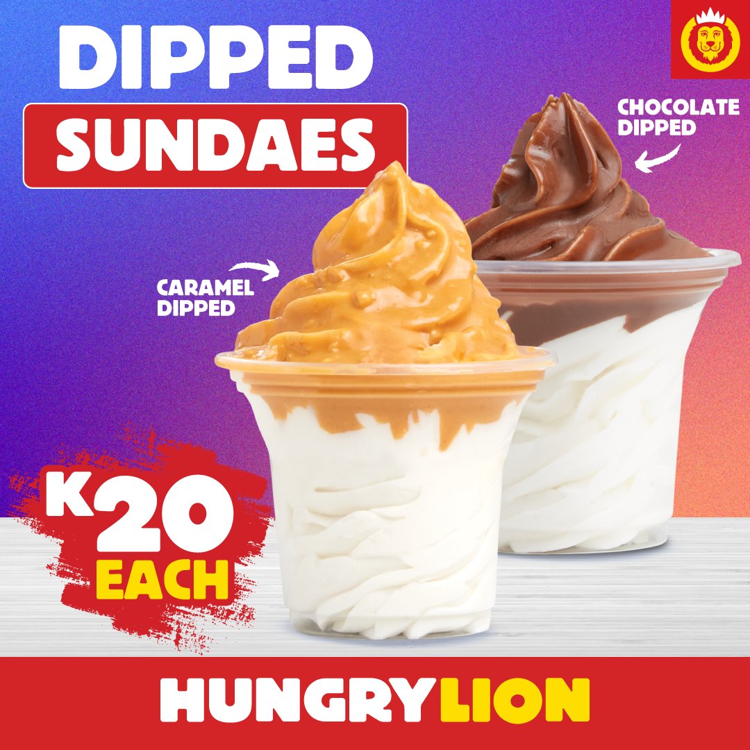 🍦 Sweeten your day! 🍫✨
Choose:
🍫 Chocolate-Dipped Sundae
🍯 Caramel-Dipped Sundae

Delicious and ready to enjoy! 😍

#DippedSundaes #hungrylion
