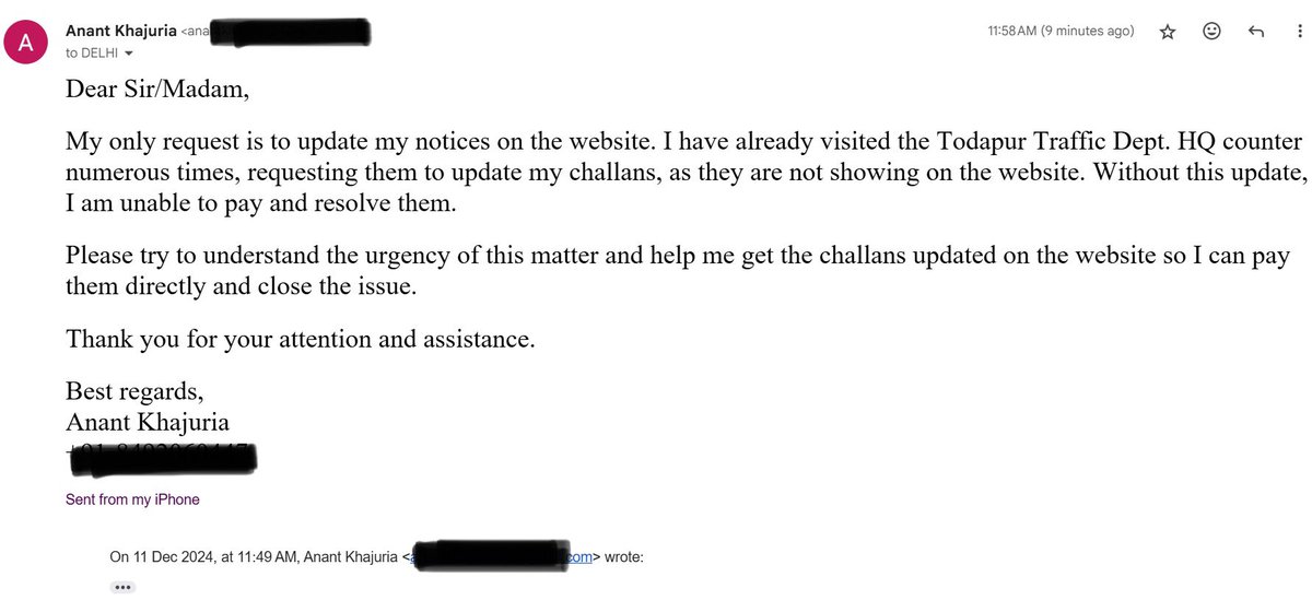 KhajuriaAnant's tweet photo. @dtptraffic @AmitShah @CPDelhi @CMODelhi Got a mail from Traffic Dept asking to visit Todapur HQ again, though I’ve already been there 6-7 times. Will go if needed, but doubt anything will change. Pls consider the senior citizen’s plight and accommodate.

@AmitShah ji @dtptraffic  @CPDelhi  @CMODelhi https://t.co/q61JEZ6Ebm