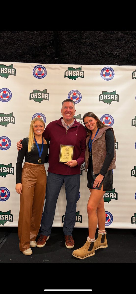 Honored to share the stage with these two amazing young women tonight!  Congratulations Liv And Caroline on All-Southwest awards! 🐏⚽️🐏 And what an amazing event put on by <a href="/SWOHSSCA/">SW OH Soccer Coaches</a> <a href="/fccincinnati/">FC Cincinnati</a> <a href="/TQLStadium/">TQL Stadium</a> and a huge shoutout to <a href="/Nickismyname/">Nick Hagglund</a> for the inspirational words!