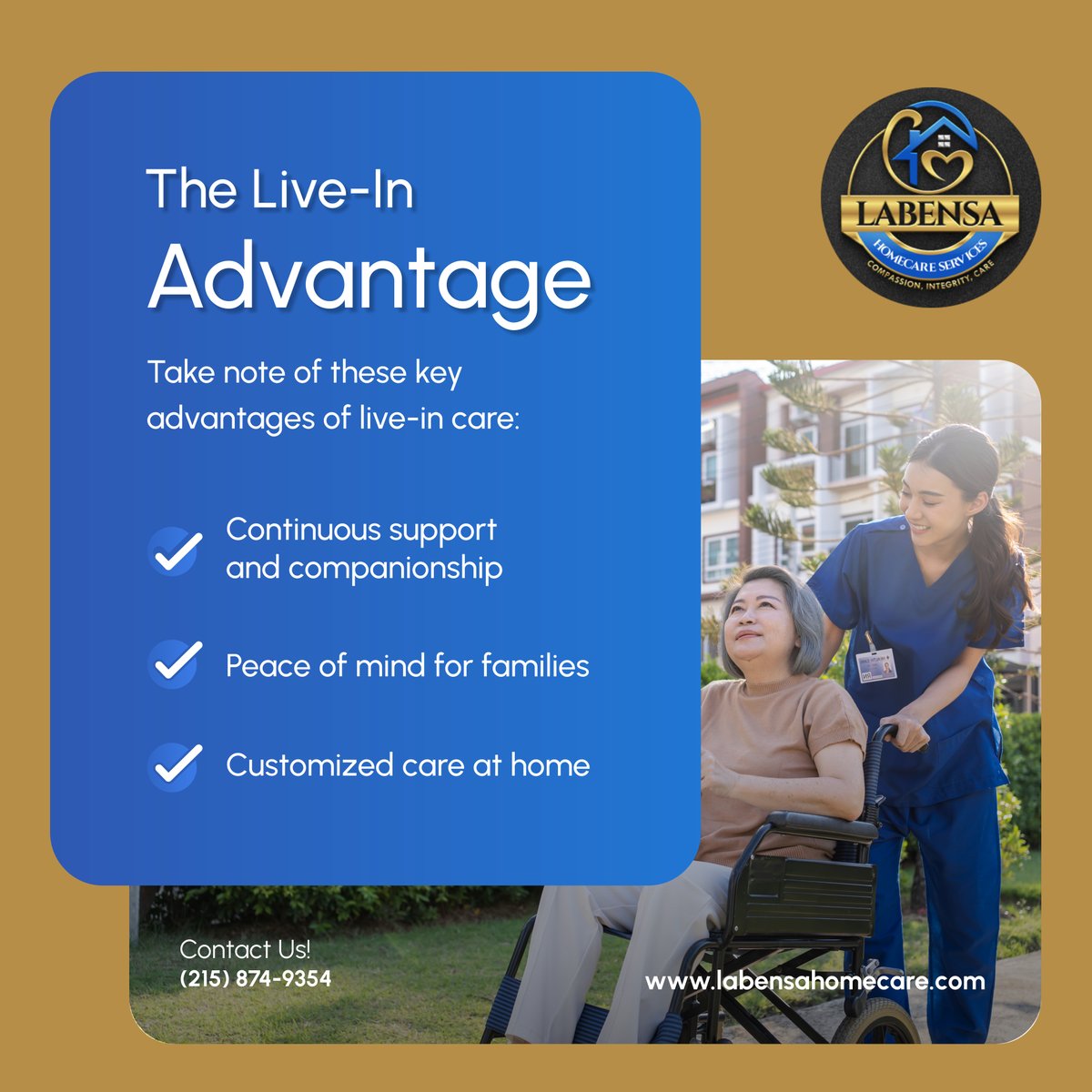 LabensaHomecare's tweet photo. Live-in care provides your loved ones with the constant support they need while ensuring families feel secure. LaBensa Homecare Services LLC is here to offer compassionate care at home. 

#BensalemPA #HomeCareServices #LiveInCare https://t.co/5SHUMXMCm6