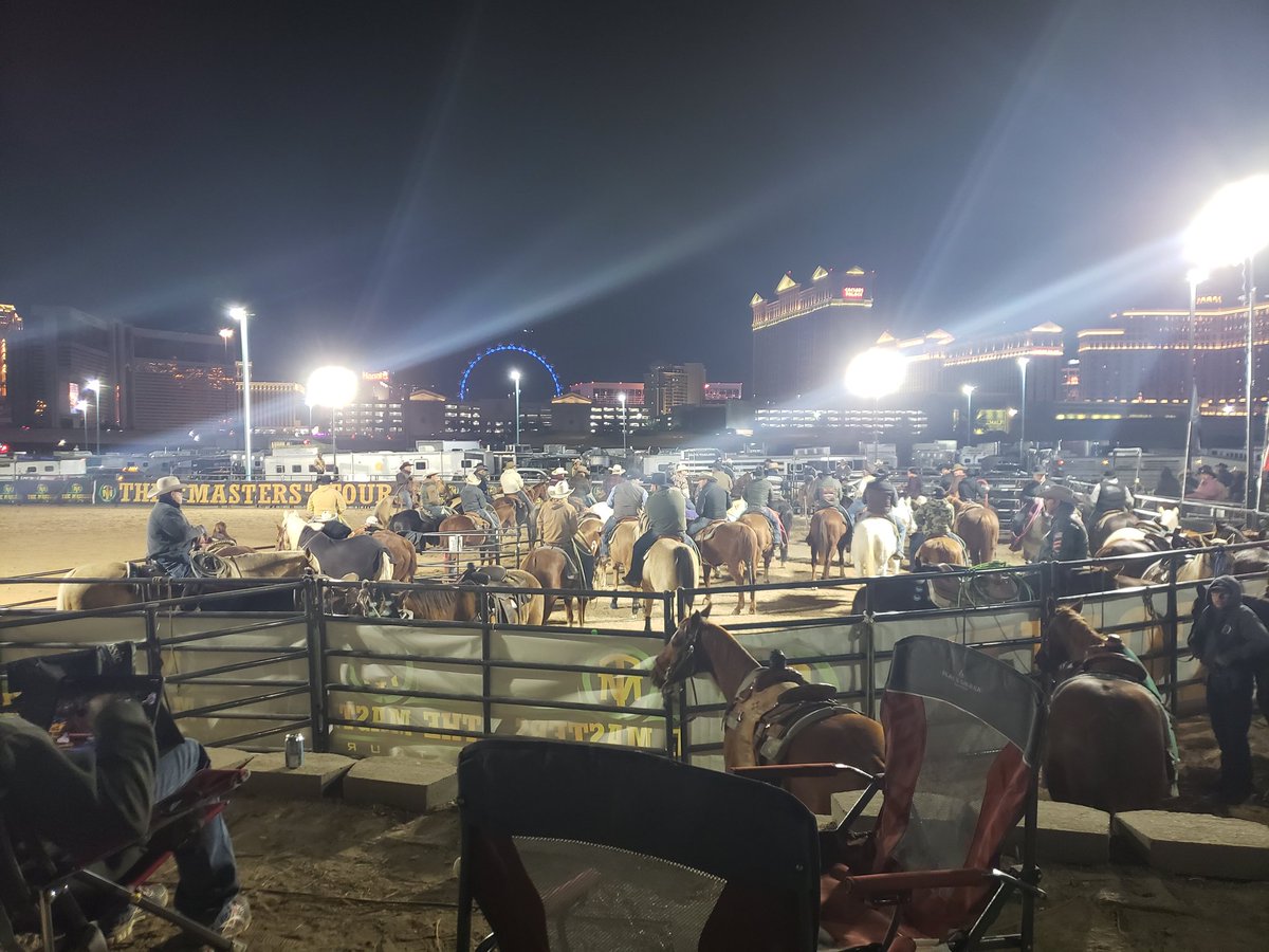 jarahwright's tweet photo. They have turned the parking lot behind the @RioVegas into an arena for The Masters Tour roping competition. #NFRWeek #Yeehaw #CowgirlUp https://t.co/3Apt6UhCyQ