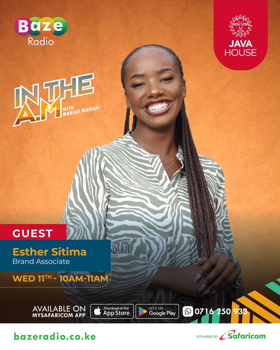 baze_ke1's tweet image. Wake up and smell the coffee! ☕✨ This morning on #IntheAM with @1MariahMariah , we’re hosting the incredible team from Java House and Java Foundation ( @javahouseafrica ) as they share their journey of 25 years of brewing greatness and serving smiles.
#Java25Years #JavaHouse