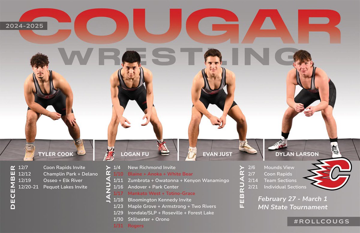 Cougwrestling's tweet photo. MARK YOUR CALENDARS! The 2024-25 schedule is set! ๐๏ธ #RollCougs // #HaveAPurpose https://t.co/AhamXPa0Fs