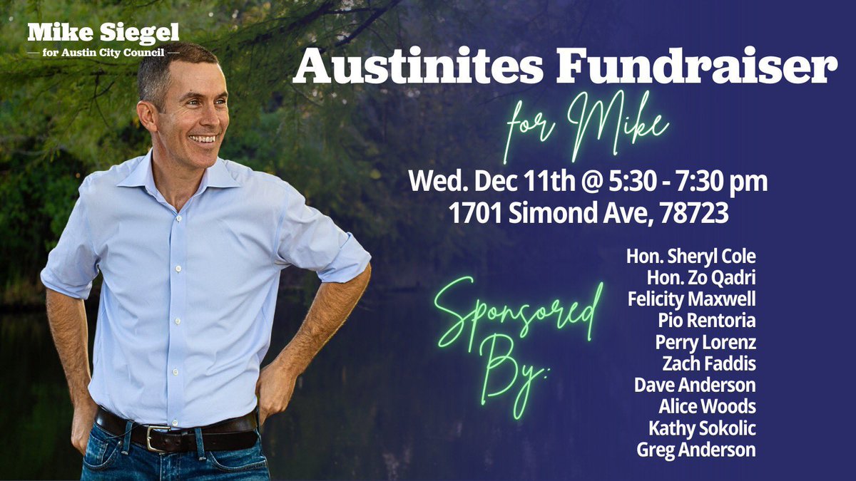 Come out and support <a href="/MikeSiegelTX/">Mike Siegel</a> ! Join us for an important fundraiser &amp; let’s get Mike across the finish line 🏁