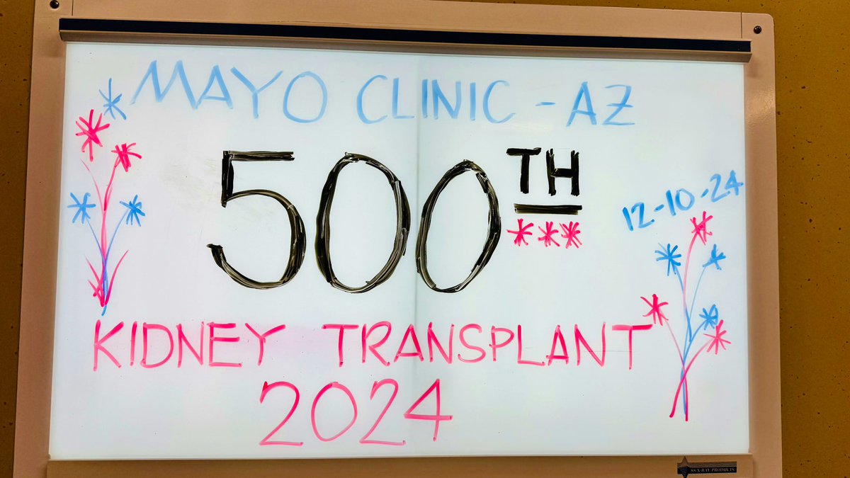 Carrie Jadlowiec (@carriejadlowiec) on Twitter photo Finishing off 2024 with π₯π₯π₯ 300th liver & 500th kidney transplant β
β
β
We cannot π our amazing team enough πππ #MayoClinicArizona <a href="/MathurAmitK/">Amit K. Mathur, MD MS FACS</a> <a href="/aqel_bashar/">Bashar Aqel</a> <a href="/Blankmd22/">Blanca Lizaola-Mayo, MD, DABOM</a> <a href="/peandrews60/">Paul Andrews MD</a> <a href="/SamiAlasfar/">Sami Alasfar, MD, MPH, FASN</a> <a href="/poojabudh/">Pooja budhiraja</a> <a href="/MayoClinic/">Mayo Clinic</a> Finishing off 2024 with π₯π₯π₯ 300th liver & 500th kidney transplant β
β
β
We cannot π our amazing team enough πππ #MayoClinicArizona <a href="/MathurAmitK/">Amit K. Mathur, MD MS FACS</a> <a href="/aqel_bashar/">Bashar Aqel</a> <a href="/Blankmd22/">Blanca Lizaola-Mayo, MD, DABOM</a> <a href="/peandrews60/">Paul Andrews MD</a> <a href="/SamiAlasfar/">Sami Alasfar, MD, MPH, FASN</a> <a href="/poojabudh/">Pooja budhiraja</a> <a href="/MayoClinic/">Mayo Clinic</a>