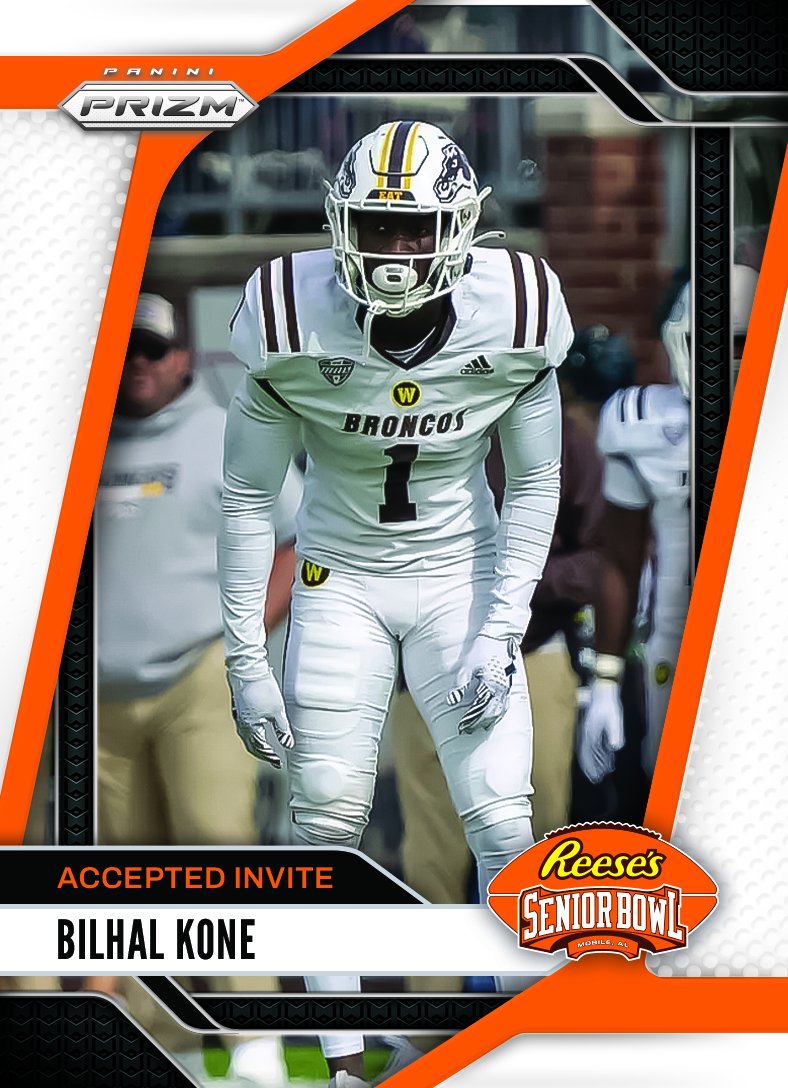 Officially Accepted! DB Bilhal Kone @BilhalK from <a href="/WMU_Football/">Western Michigan Football</a> is headed to the 2025 Reese's Senior Bowl #BroncosReign 💪 #BestOfTheBest #TheDraftStartsInMOBILE™️ 

@JimNagy_SB <a href="/PaniniAmerica/">Panini America</a> #RatedRookie