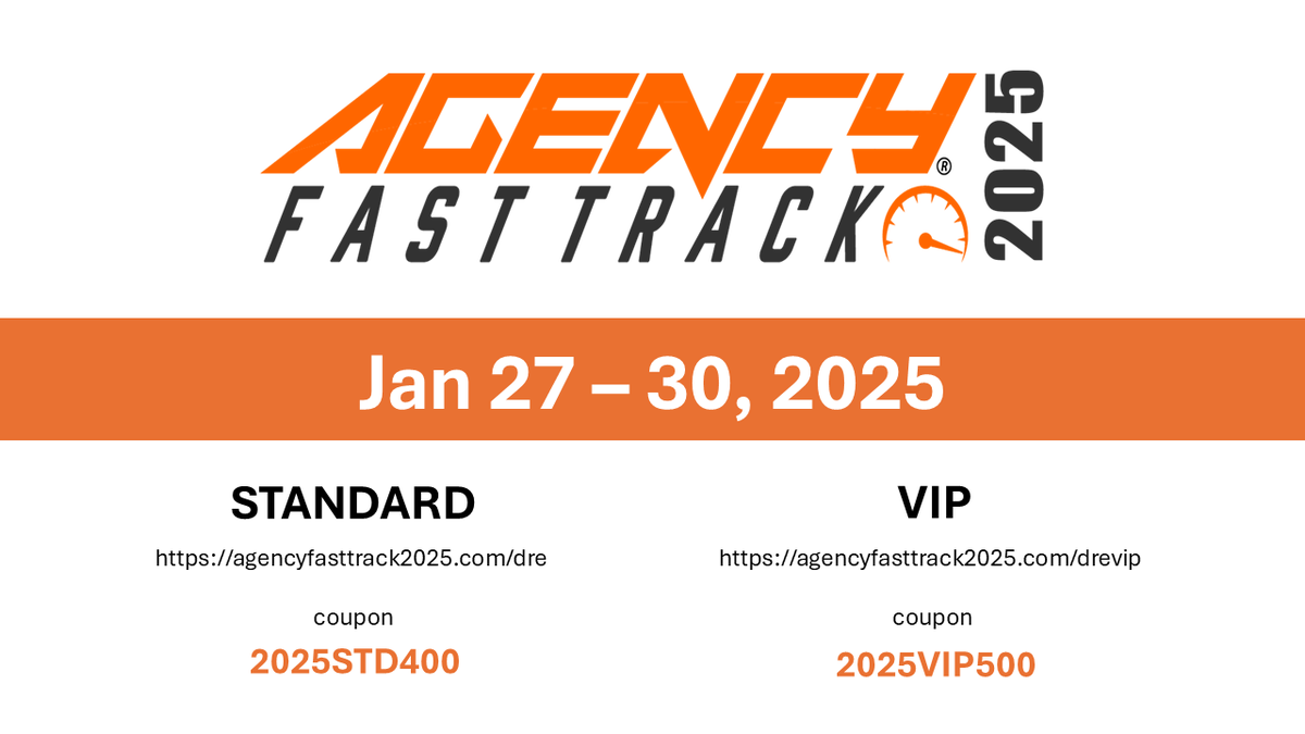 🎉 I’m speaking at #AgencyFastTrack2025!

📅 Jan 27–30, 2025
Session: "Lights, Camera, Clients: Mastering On-Camera Presence to Win More Business" 🎥

🎟️ Join us 👉 agencyfasttrack2025.com/dre use code 2025STD400

Let’s thrive in 2025! 🚀