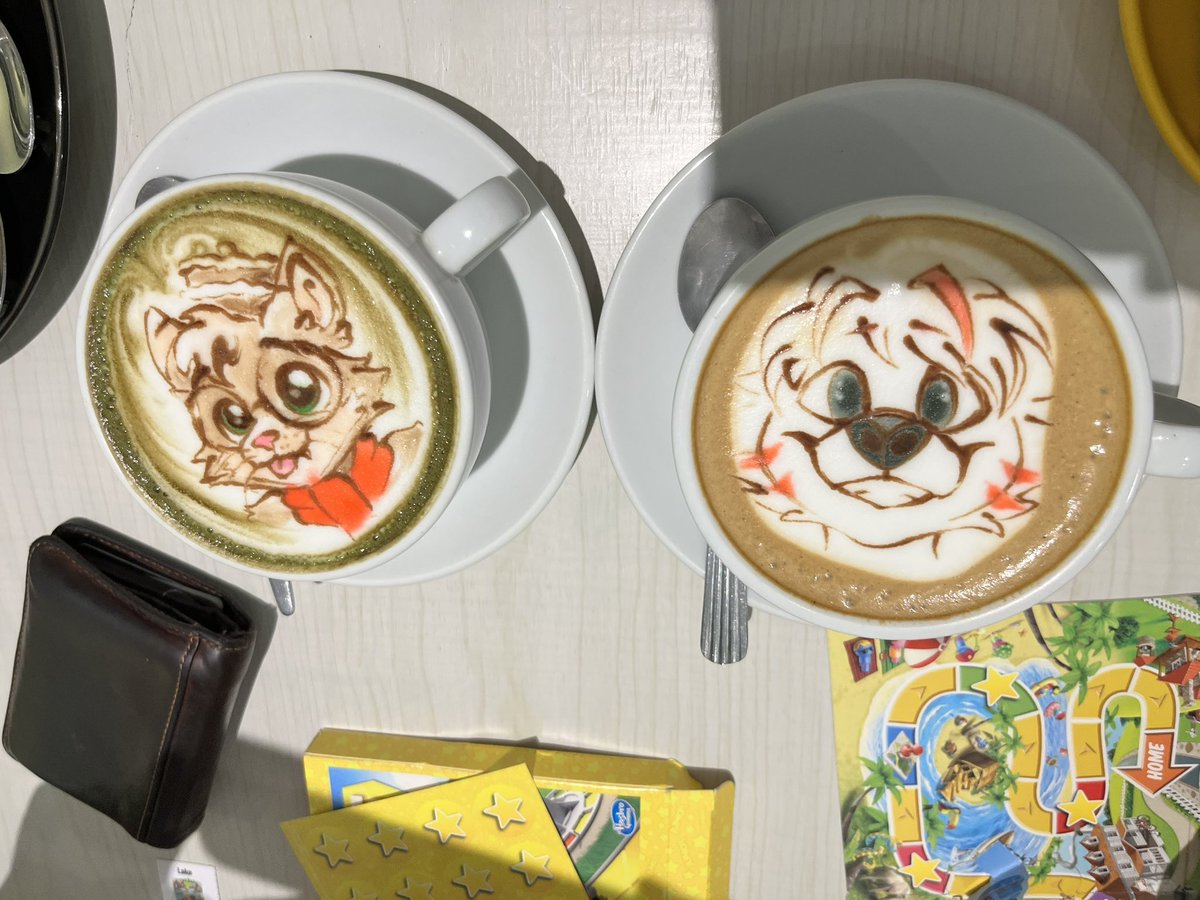 KatsukeSaito's tweet photo. Anyone from out of town who comes to #furum will most likely go through the rite of passage by having yourself drawn on coffee at this nearby cafe (no extra charge for drawing btw!)
Altho they had to get an intern artist to help alongside the expert coffee artist, but they tried! https://t.co/wM7w4xJSjZ