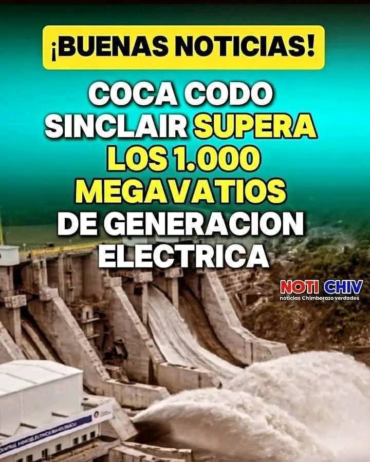 RRueda_Ermel's tweet image. 🆘ELEFANTE BLANCO HÉROE NACIONAL, SE ECHÓ AL HOMBRO AL ECUADOR🆘🆘
#Aplausos
Hidroeléctrica #CocaCodoSinclair, está generando más de #MilMegavatios, desde las 10h00, al aumentar el caudal del &quot;río Coca&quot;. La producción subió con las lluvias desde la primera semana diciembre 2024.