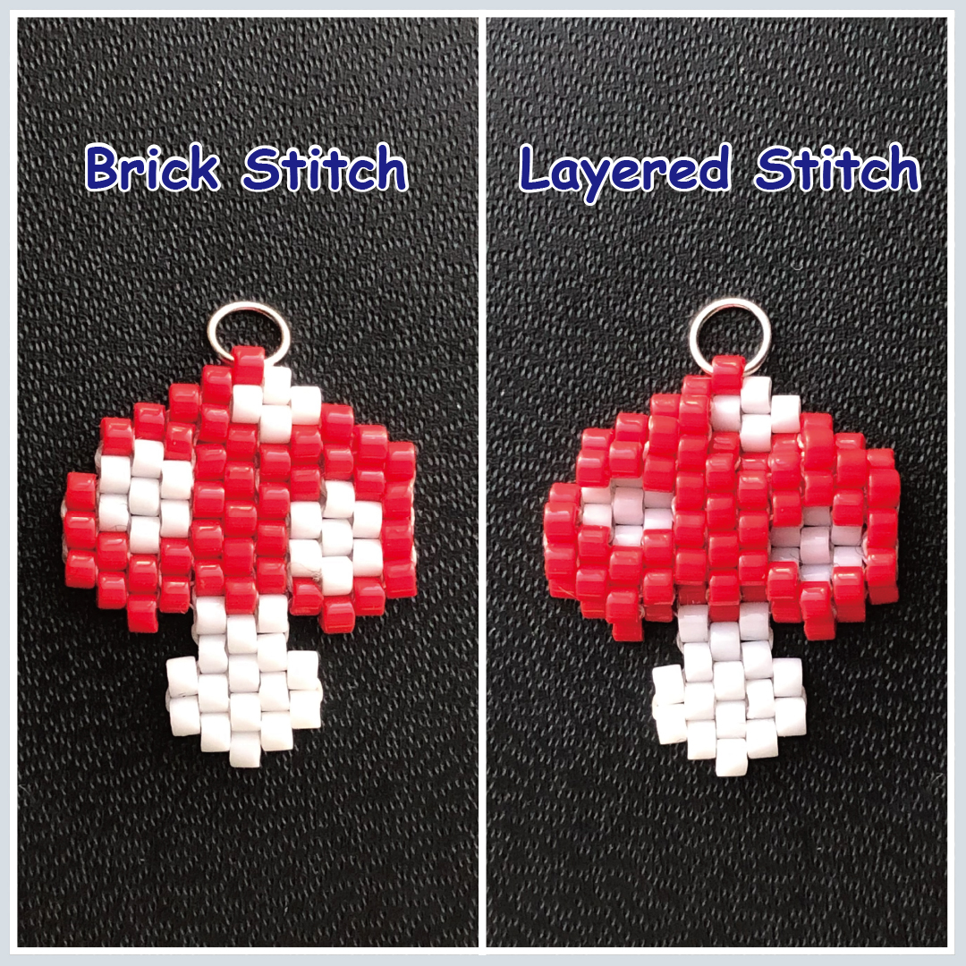 seezoobeezoo's tweet photo. レイヤードステッチでキノコを作ってみた♪
キノコのかさの赤いところだけをレイヤードにしてみました。
比べてみるとこんな感じ。
くぼんだところに蓄光レジンを入れても面白いかもー😄
#レイヤードステッチ #LayeredStitch #ビーズ #Beads https://t.co/Rj2Vf5OxiK