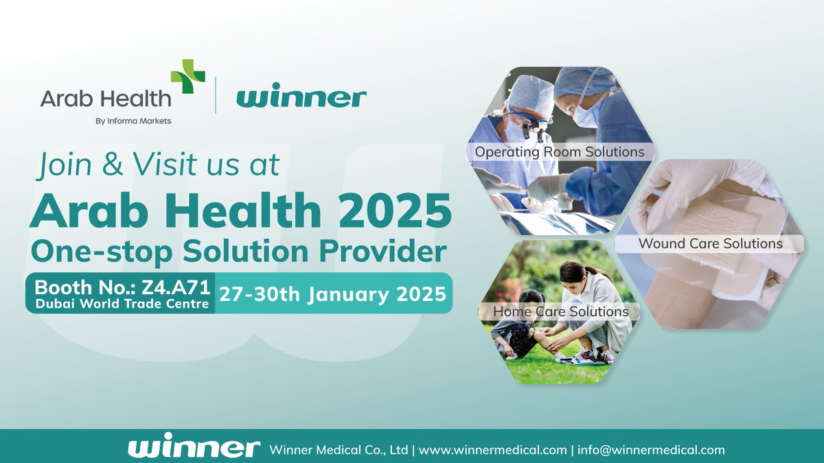 Winner Medical is excited to announce our participation in Arab Health 2025! We are a one - stop solution provider for medical needs. 🎉 
Our booth (Z4.A71) at the Dubai World Trade Centre from January 27th to 30th.
#ArabHealth2025 #WinnerMedical #MedicalInnovation