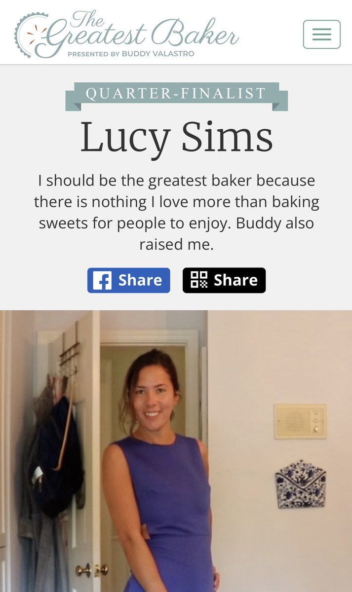 lucysims0's tweet photo. I’m a quarter-finalist!! Everyone vote for me every 24 hours! It would be so cool to win! https://t.co/W8i58lF4Q4
#greatestbaker https://t.co/VP8IVHlrMX