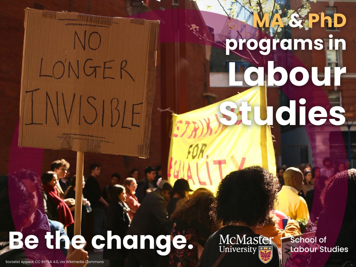 stephross_mac's tweet photo. Applications for @MacLabour MA and PhD programs are open for 2025-26. We develop researchers who play leading roles in the academy, the community, policy and organizations representing working people.

Details 👉 https://t.co/6QjHpAFdpk

#canlab #labourstudies #laborstudies https://t.co/dZHAIW769C