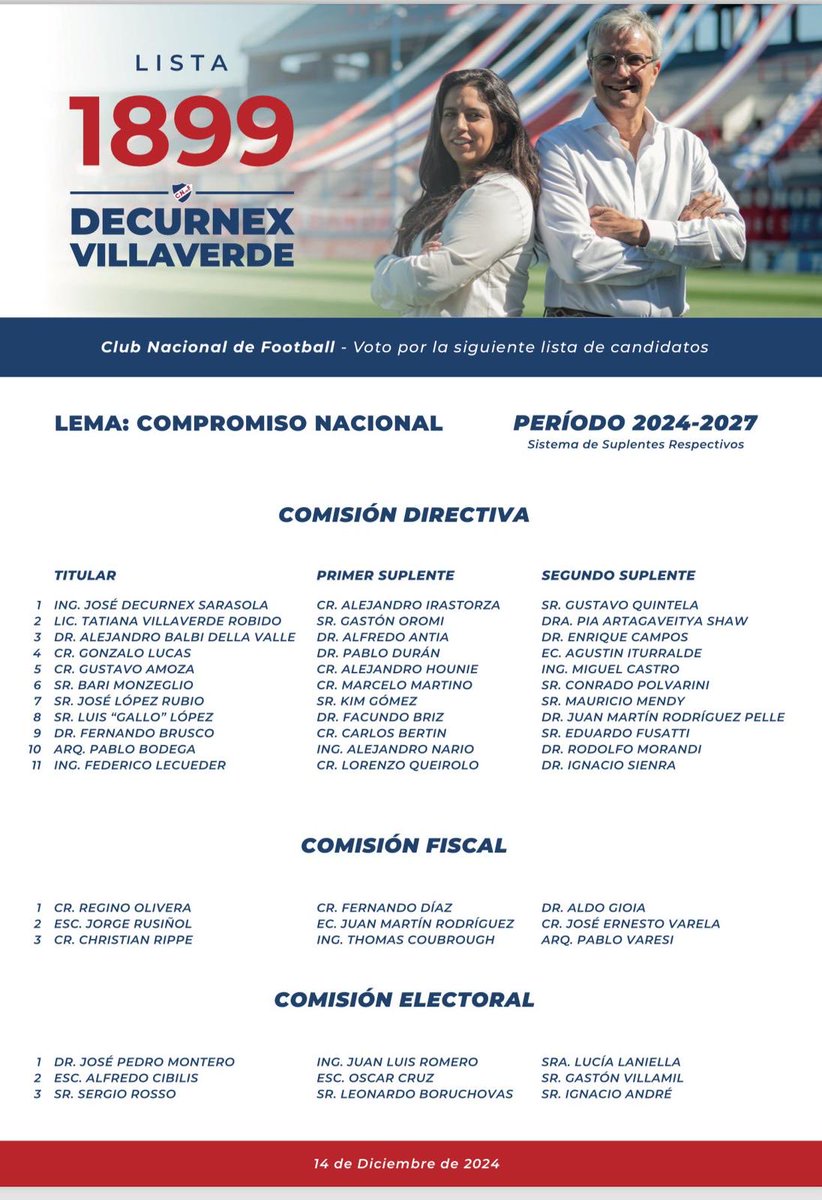 Sin dudas es el mejor grupo de trabajo y con el mejor Presidente ⁦<a href="/Nacional/">Nacional</a>⁩ .  Experiencia y juventud . A votar con memoria y con la cabeza . Y seguiremos creciendo como hasta ahora 💙🤍❤️ a todo nivel. Nos vemos el sábado 14 en nuestro GPC 🏟️