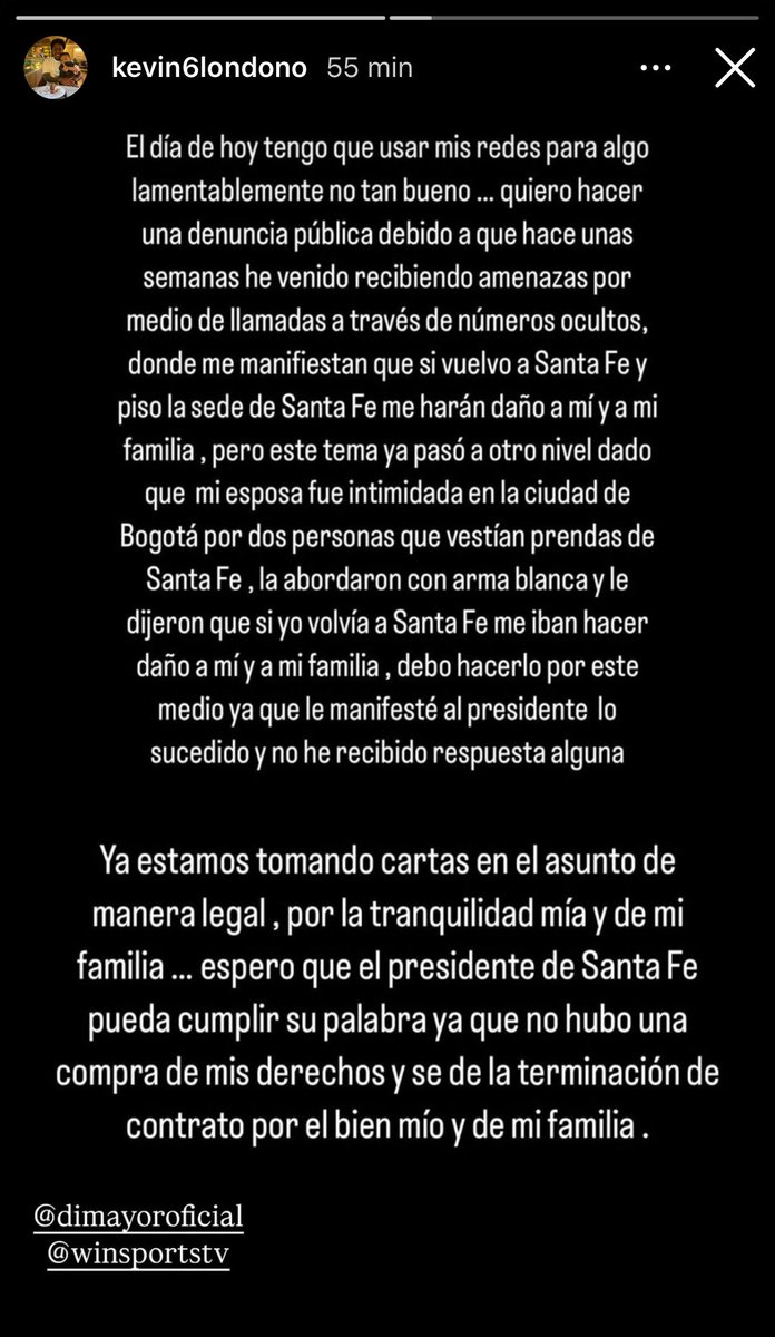SebasHurtado93's tweet photo. No a la violencia en el fútbol 🚫

Hoy comparto la denuncia de Kevin Londoño, quien lamentablemente ha recibido amenazas contra su vida y la de su familia. Estas situaciones trascienden lo deportivo y afectan profundamente nuestra sociedad.

⚠️ Es vital que las autoridades actúen de inmediato para proteger a Kevin y a su familia. El fútbol debe ser un espacio de pasión, respeto y unión, nunca de miedo o violencia.

Desde este espacio expresamos toda nuestra solidaridad con Kevin y rechazamos cualquier acto que ponga en riesgo la integridad de quienes hacen parte del fútbol.

#NoMásViolencia #Respeto #FútbolEnPaz

@Kevinlondono7 @acolfutpro @DeporPasto @SantaFe @Dimayor
