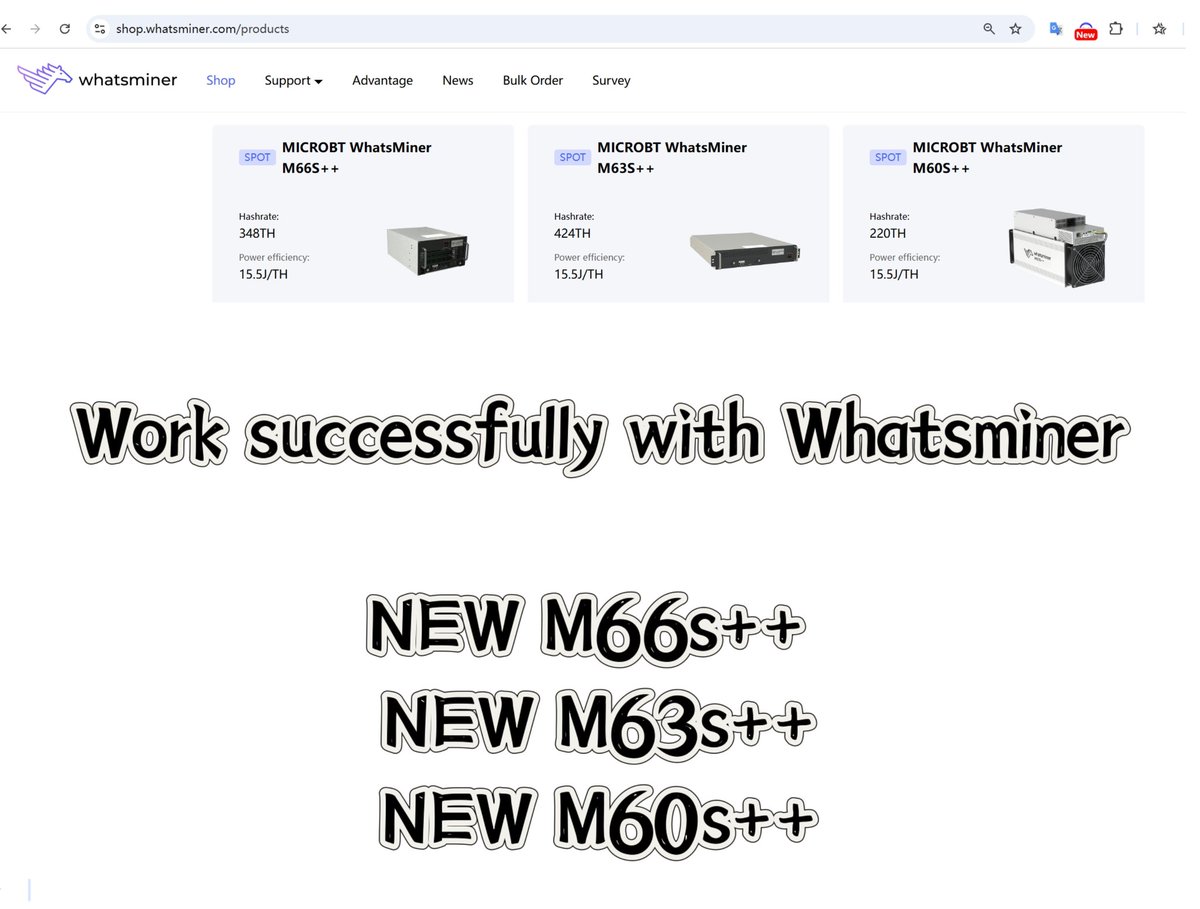 DJ18124712072's tweet image. 🔹 Higher computing power: Breakthrough technology upgrades help you stay one step ahead.
🔹 Lower power consumption: Optimize the value of every kilowatt-hour of electricity and enable green mining.

#whatsminer #BTC #asicminer #MIcrobt #BitcoinMENA2024