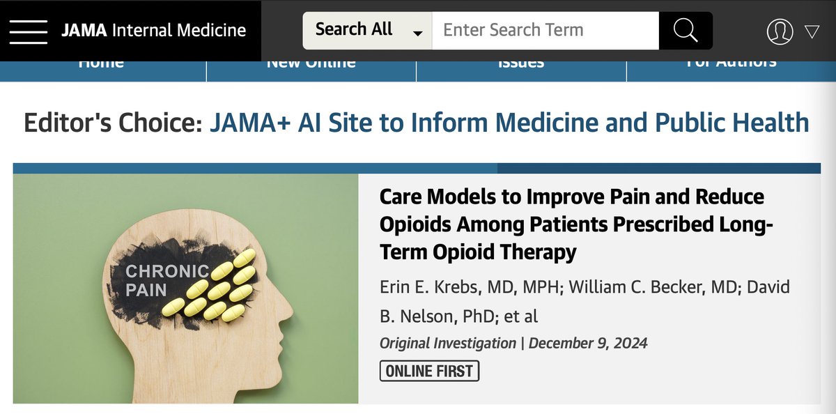 Stefan Kertesz, MD, MSc (@stefankertesz) on Twitter photo 1/A trial in <a href="/JAMAInternalMed/">JAMA Internal Medicine</a> finds that when opioid-treated patients with pain volunteered for a trial encouraging taper, they tended to be tapered modestly, not a lot, without much real benefit or harm
🤷🏼♂️
This doesn't teach us much we didn't already know, but I will unpack it: 1/A trial in <a href="/JAMAInternalMed/">JAMA Internal Medicine</a> finds that when opioid-treated patients with pain volunteered for a trial encouraging taper, they tended to be tapered modestly, not a lot, without much real benefit or harm
🤷🏼♂️
This doesn't teach us much we didn't already know, but I will unpack it: