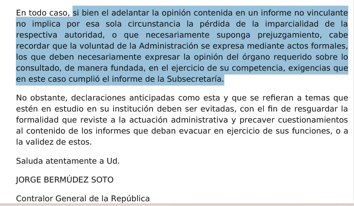 El fallo del Primer Tribunal Ambiental a favor de Dominga termina políticamente dictando cómo debe pronunciarse el Comité de Ministros. Además, la inhabilidad de la Ministra no sería tal como declaró la propia Contraloría en dictamen referido a. Poco se entiende.