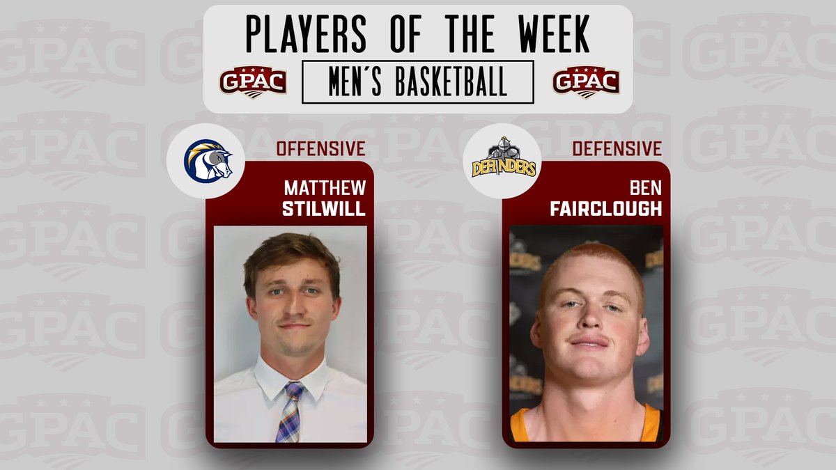 MEN'S BASKETBALL: Week 6 Honors - (Offensive) Matthew Stilwill of <a href="/bcuchargers/">Briar Cliff Athletics</a> and (Defensive) Ben Fairclough of <a href="/dordtdefenders/">Dordt Defender Athletics</a>. 

Complete Release:
tinyurl.com/gpacmbb6