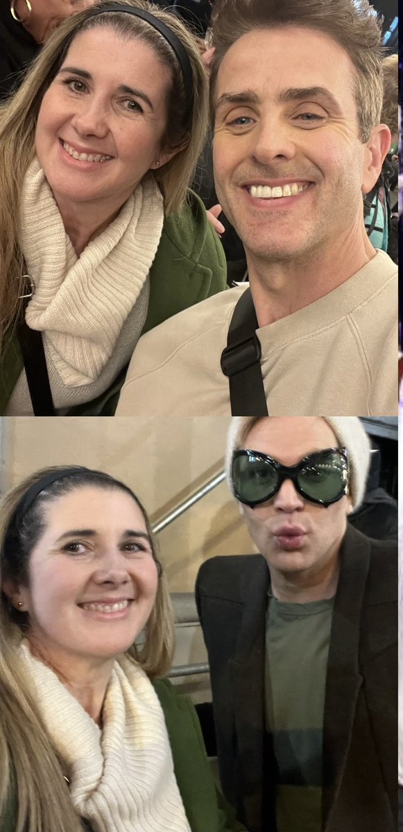 Mountainflowr's tweet photo. Like... I can’t even. 🥹 To think I got selfies with both of them on the same day when I went to NYC in October. #fandomscollide @joeymcintyre you and Jon should go see @adamlambert in Cabaret!!! https://t.co/1lFCIlWRav