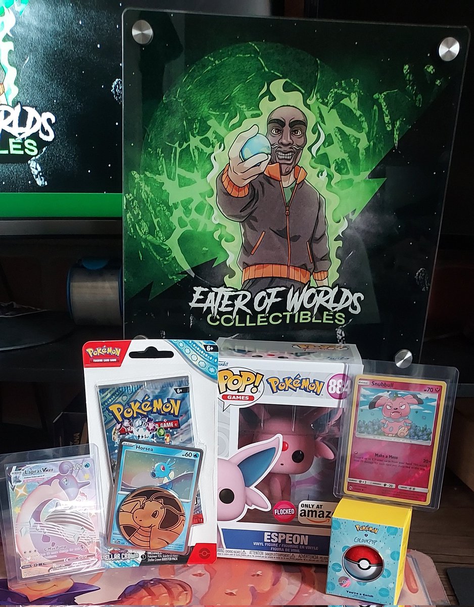 ALpez420's tweet image. 🚨 GIVEAWAY 🚨

We are giving away the following 

Espeon Flocked Funko
Stellar Crown checklane blister 
Lapras Vmax &amp;amp; Snubbull cards
ColorPop Pokémon Lipmask

Just
Like
Follow
Repost

Ends Saturday 12/14/24 11:59pm

Check out my shop for TCG Singles!

linktr.ee/eaterofworldsc…