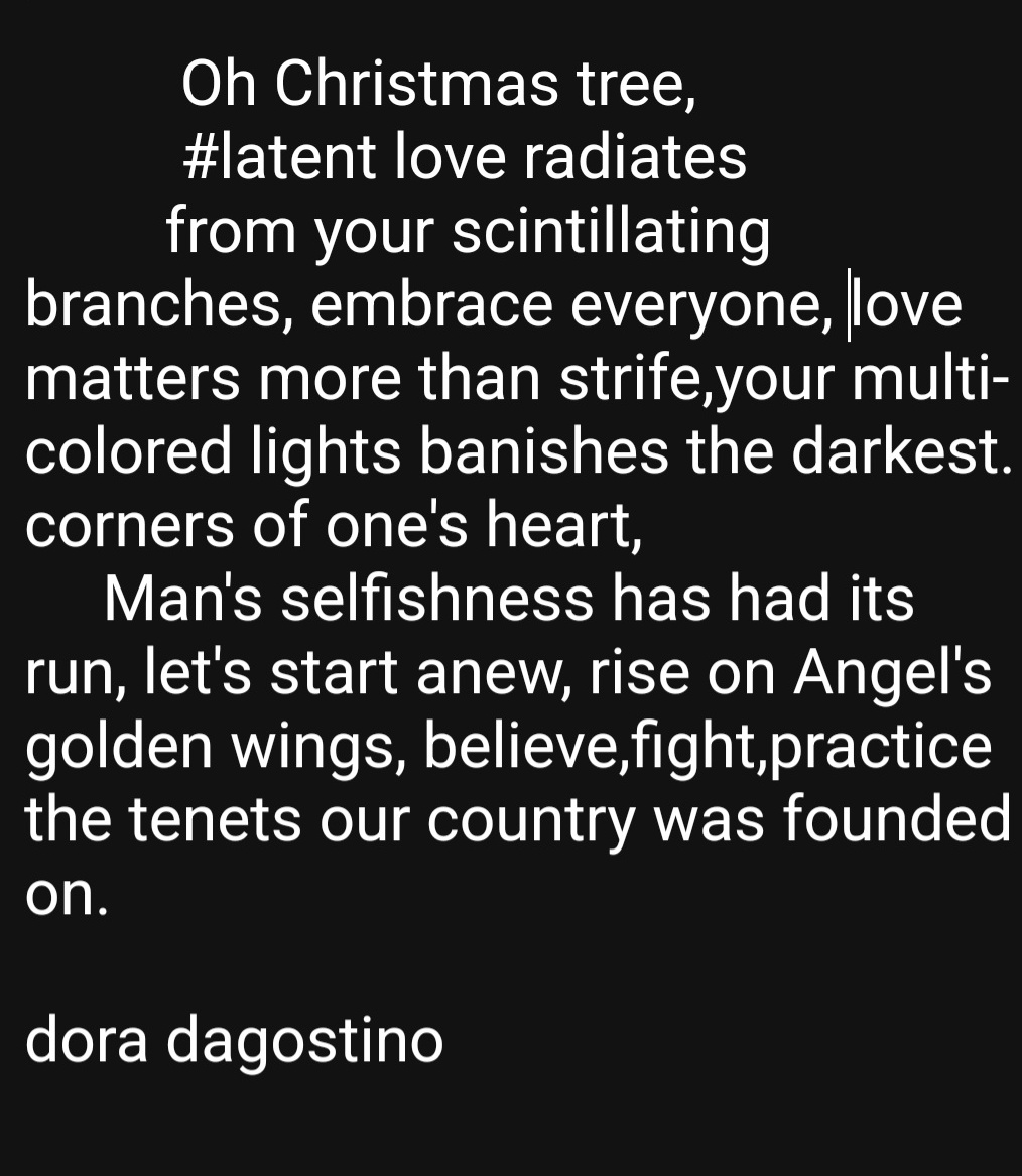 ArtistDora's tweet photo. #vss365
Oh Christmas Tree,
#laten love radiates from your scintillating branches
Please click on 📸 to read more. Hope the photo is not too small to read.
Guess where I was tomight? https://t.co/rQFuNZQXm8