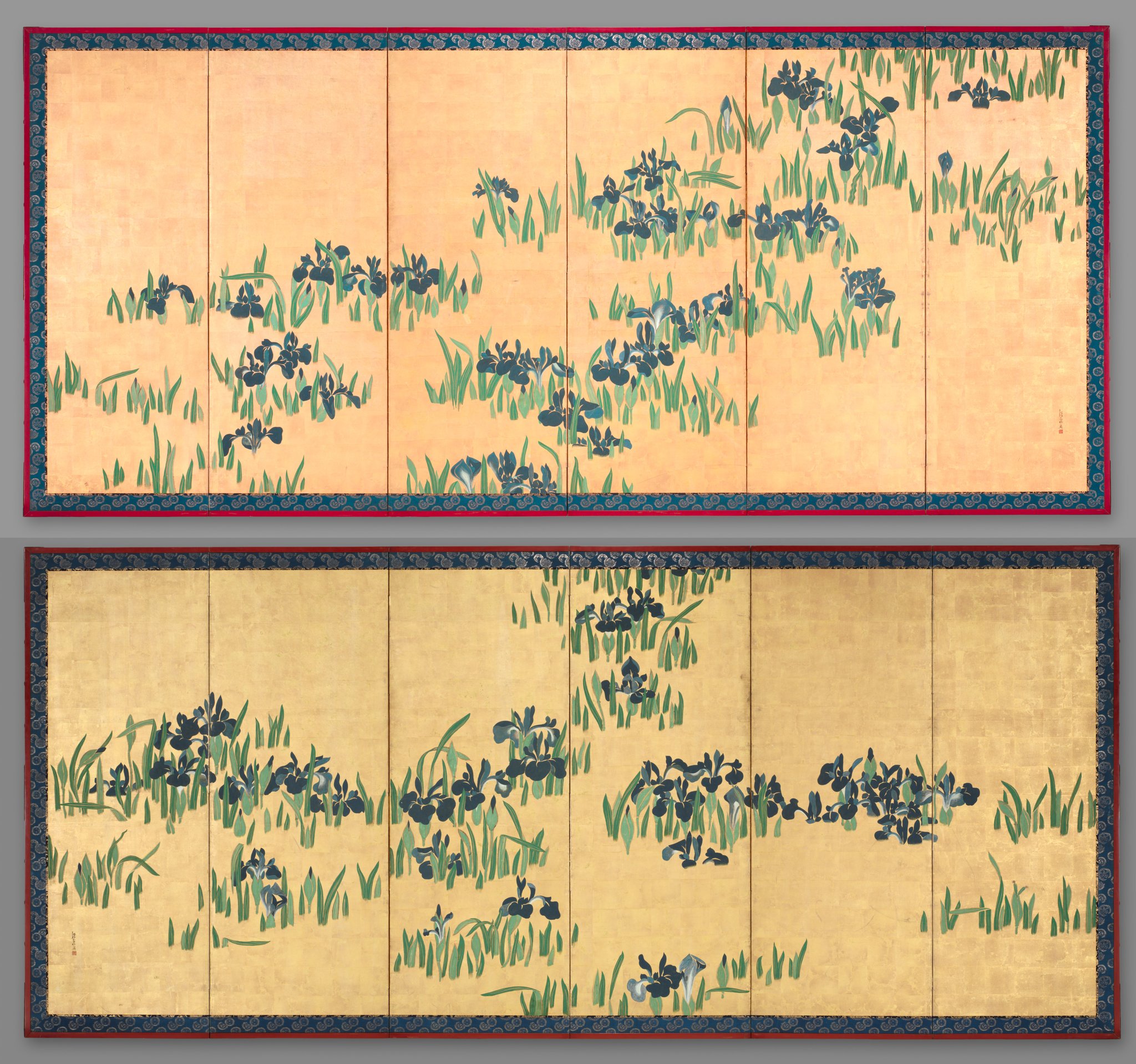 江戸期、色絵金蘭手、極上、花鳥人物図。箱付き。 江戸期、色絵金蘭手、極上、花鳥人物図。箱付き。 色絵金襴手龍虎図