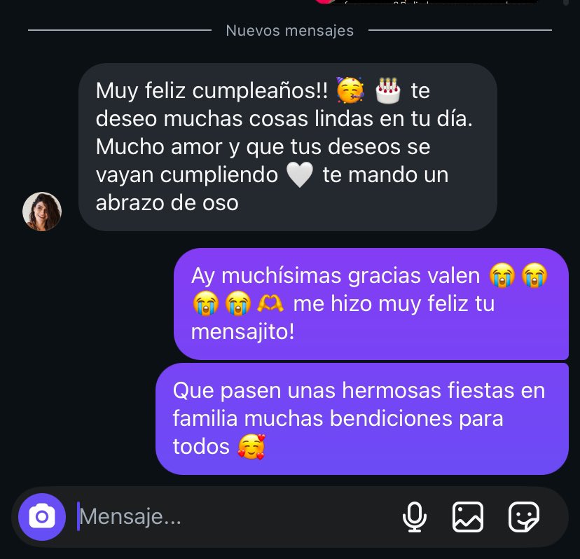 Nunca me cansaré de decir que Valen es una idola para mi, es tan dulce y buena persona 😭😭😭🫶 vio mi historia de cumpleaños y me puso ese hermoso mensaje 🥹🫶
