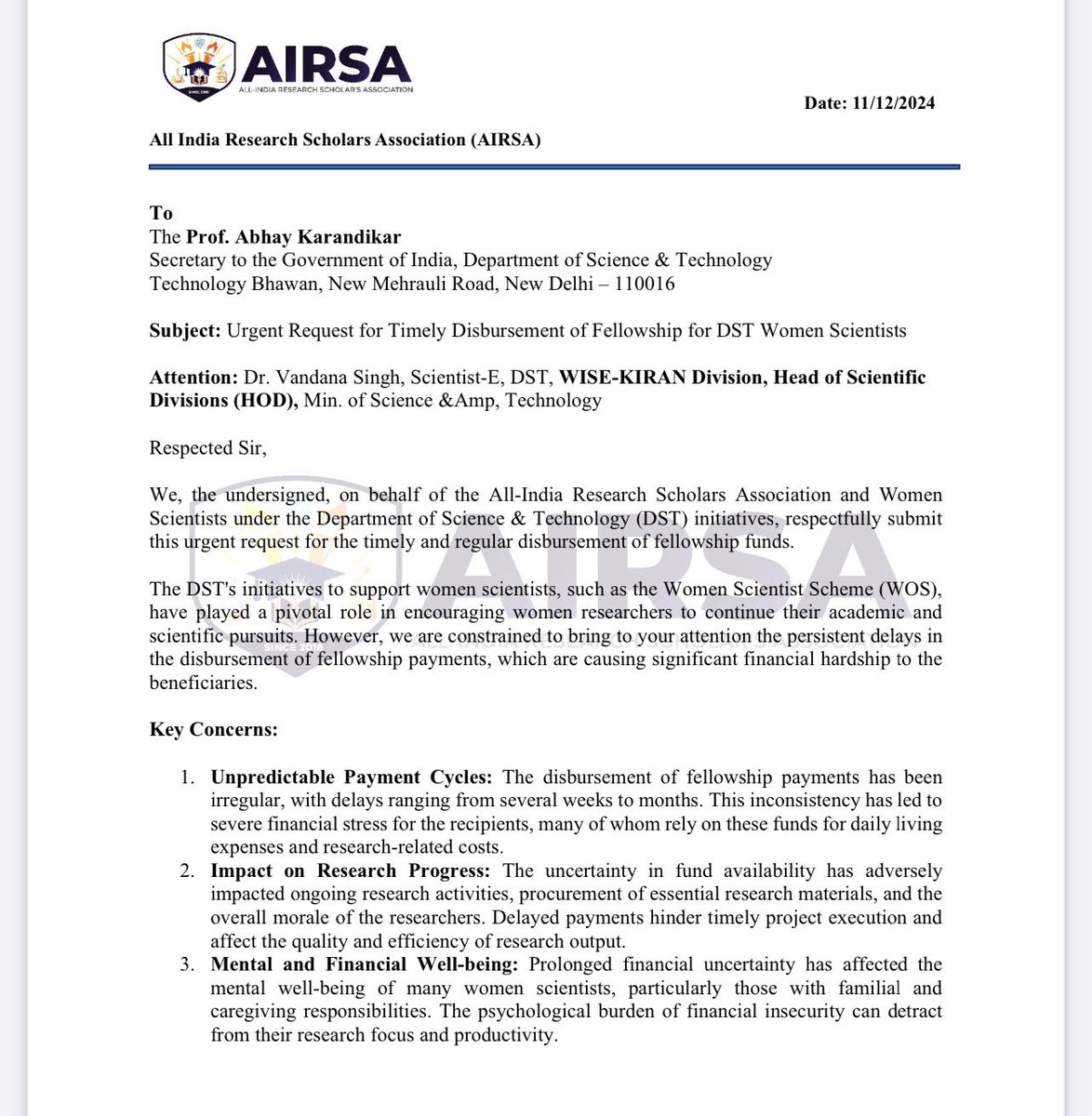 All India Research Scholars Association tweet media