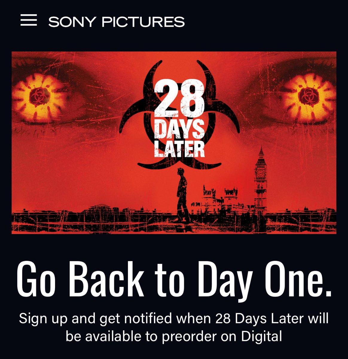 VHSDVDBLURAY4K's tweet photo. #28DaysLater is coming back digitally Soon 

physical media re-release will follow next year https://t.co/7JJ8Nkp37d