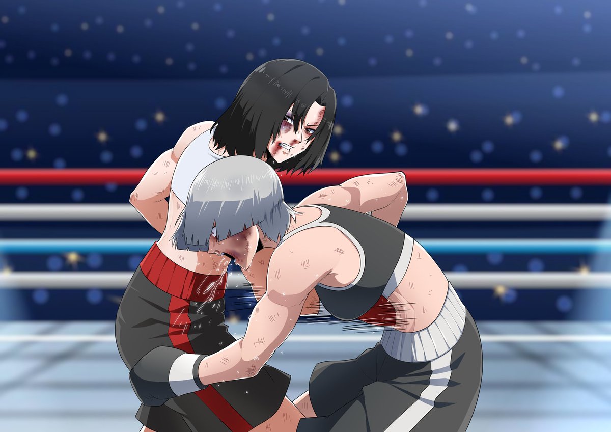 FionaLivonia179's tweet photo. "Right low uppercut from Dira ... Looks, she hitting her opponent ribs!"

Dira by me
Silver hair girl oc from @SannUsda 
Art by @WANZilustration https://t.co/k4euRXDYen