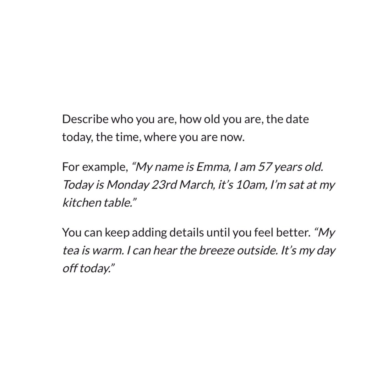 ADELLEO's tweet photo. #16Days can be so damn triggering.

I’ve collected a few grounding exercises that may help survivors out. Esp if you’re navigating flashbacks.

Sending everyone love. https://t.co/9bpZ8EZW0d