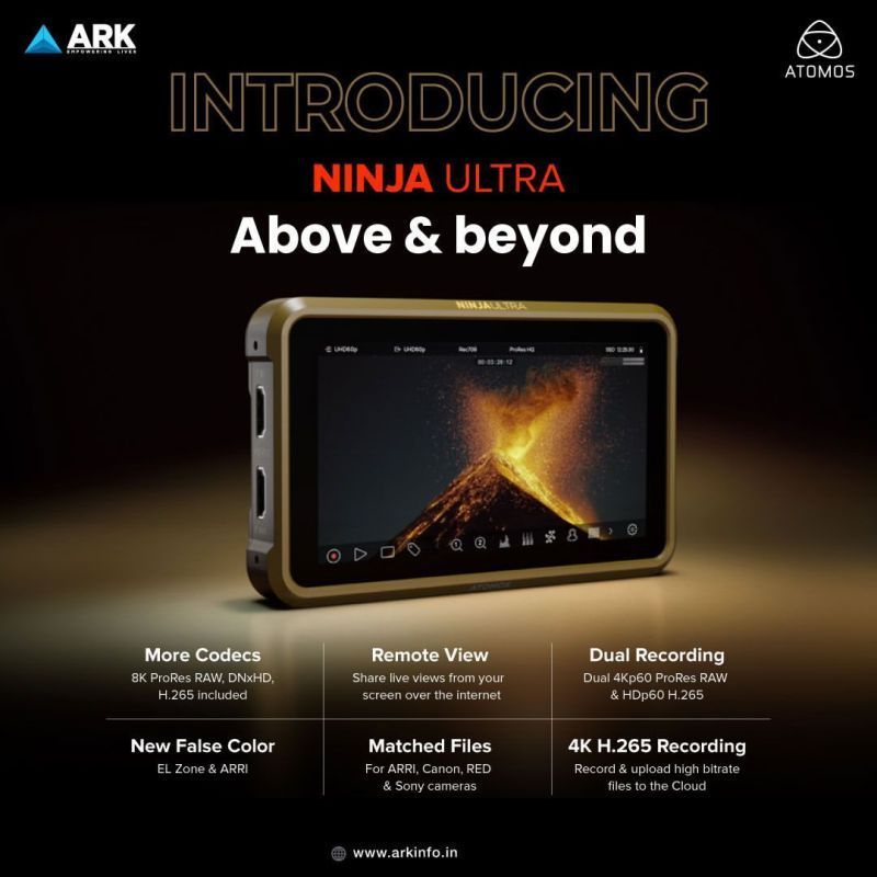 arkinfosolution's tweet image. Go above &amp;amp; beyond with Ninja Ultra. Your ultimate filmmaking companion, Edit in the cloud, capture RAW footage, &amp;amp; unlock a world of possibilities. 

To learn more visit arkinfo.in/atomos

#CloudWorkflow #Filmmaking #CloudWorkflow #recordingmonitors #monitoring #recorders