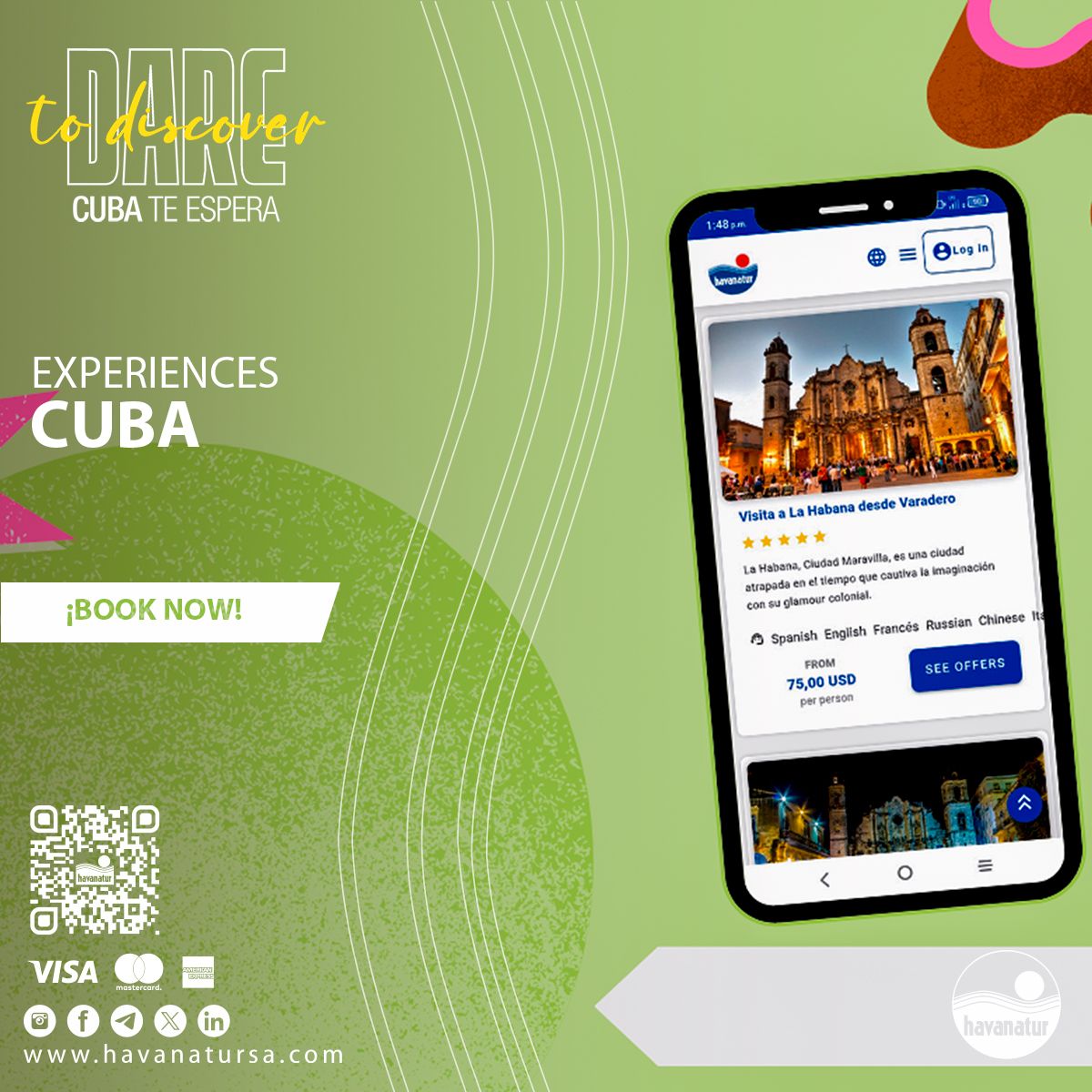 HavanaturCuba's tweet photo. #HavanaturExperiences 🏇 The most requested excursions in #Cuba are also with Havanatur SA and now with the possibility of booking online 📲
#CheckHere 👉 https://t.co/qSicQf5AIM https://t.co/uBgSKzh13e