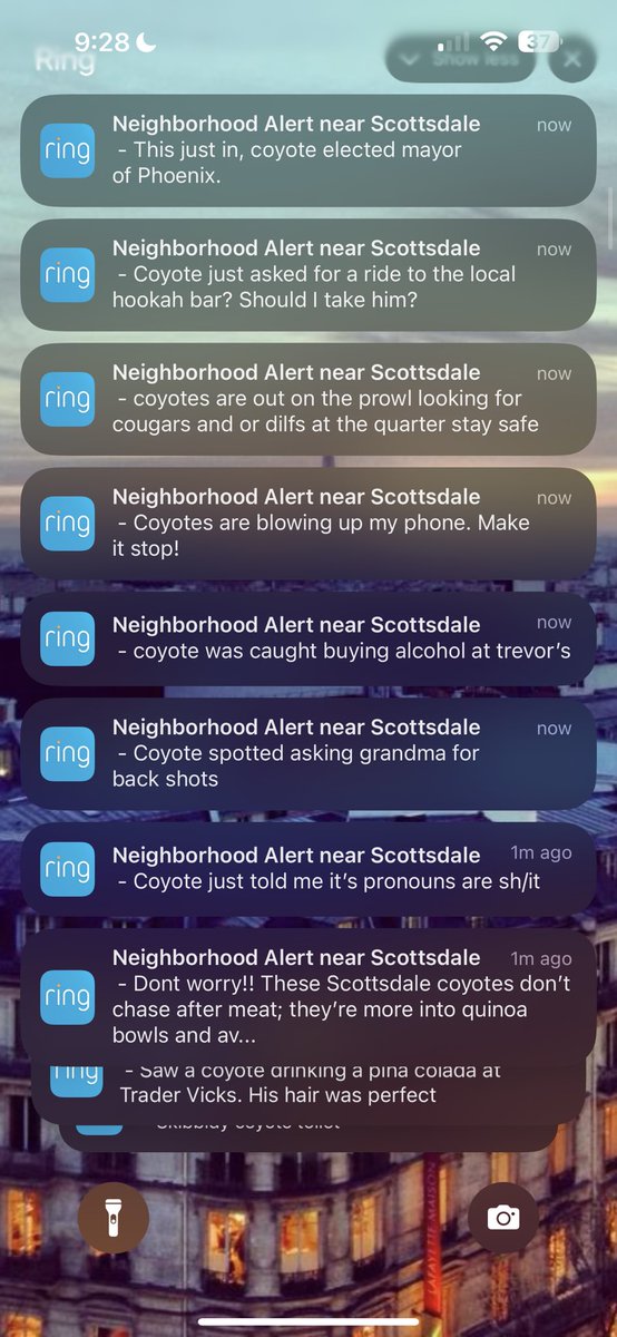 itsmariyaa_'s tweet photo. Is anyone else’s Ring Neighbors app going off like this?? https://t.co/zOK7nQbNy2